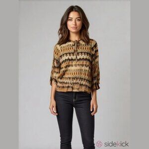 Apt 9 Peasant Blouson Three Quarter Sleeve Top Small